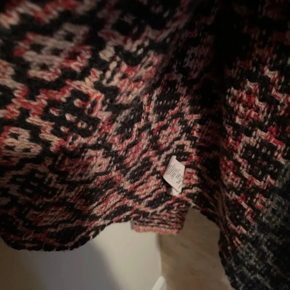 Free People Open Back Wool Crop Cardigan Mix pattern Boho Festival Casual S